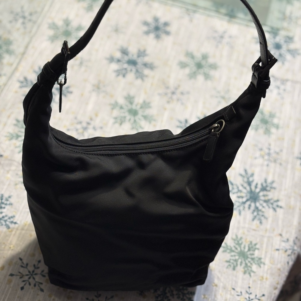 Coach Nylon & Leather Black Women's Shoulder Bag